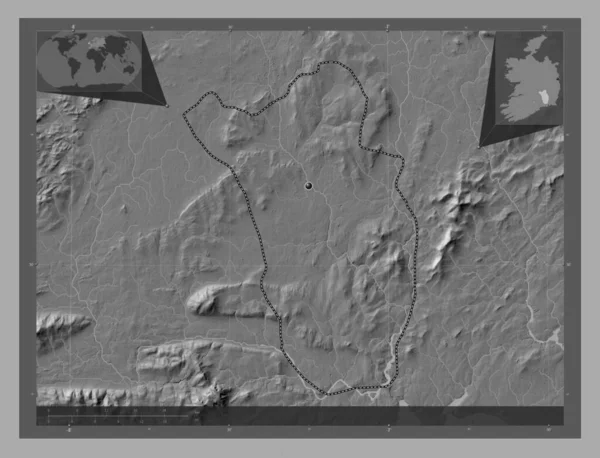 Kilkenny Condado Irlanda Mapa Elevación Bilevel Con Lagos Ríos Mapas — Foto de Stock