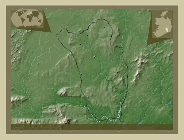 Кілкенні Графство Ірландія Висота Карти Забарвлена Вікі Стилі Озерами Річками — стокове фото