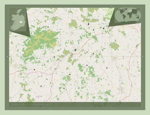 Laoighis Contea Irlanda Mappa Stradale Aperta Località Delle Principali Città — Foto Stock