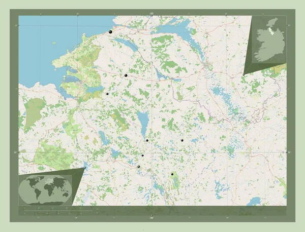 Leitrim Condado Irlanda Abrir Mapa Rua Locais Das Principais Cidades — Fotografia de Stock