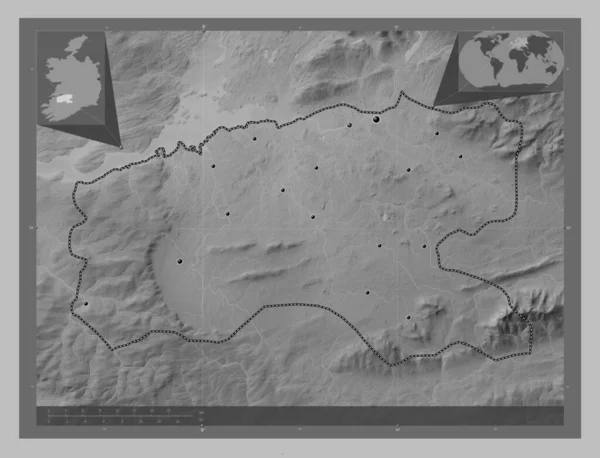 Лимерик Графство Ирландия Карта Высот Оттенках Серого Озерами Реками Места — стоковое фото