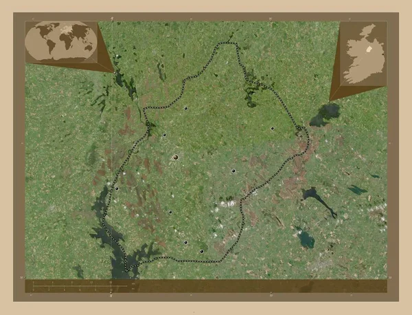 Longford Condado Irlanda Mapa Satélite Baixa Resolução Locais Das Principais — Fotografia de Stock