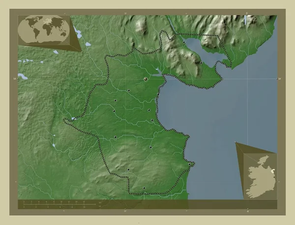 Louth Grafschaft Irland Höhenkarte Wiki Stil Mit Seen Und Flüssen — Stockfoto