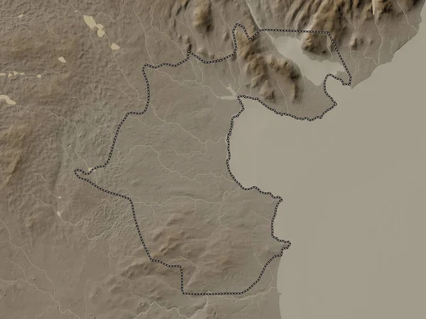 Louth County Ireland Elevation Map Colored Sepia Tones Lakes Rivers — Stock Photo, Image