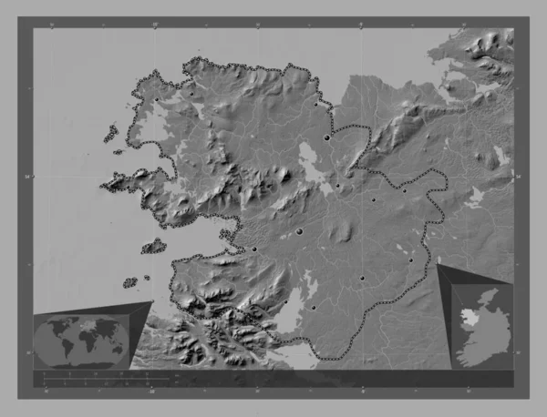 Mayo Contea Irlanda Mappa Dell Elevazione Bilivello Con Laghi Fiumi — Foto Stock