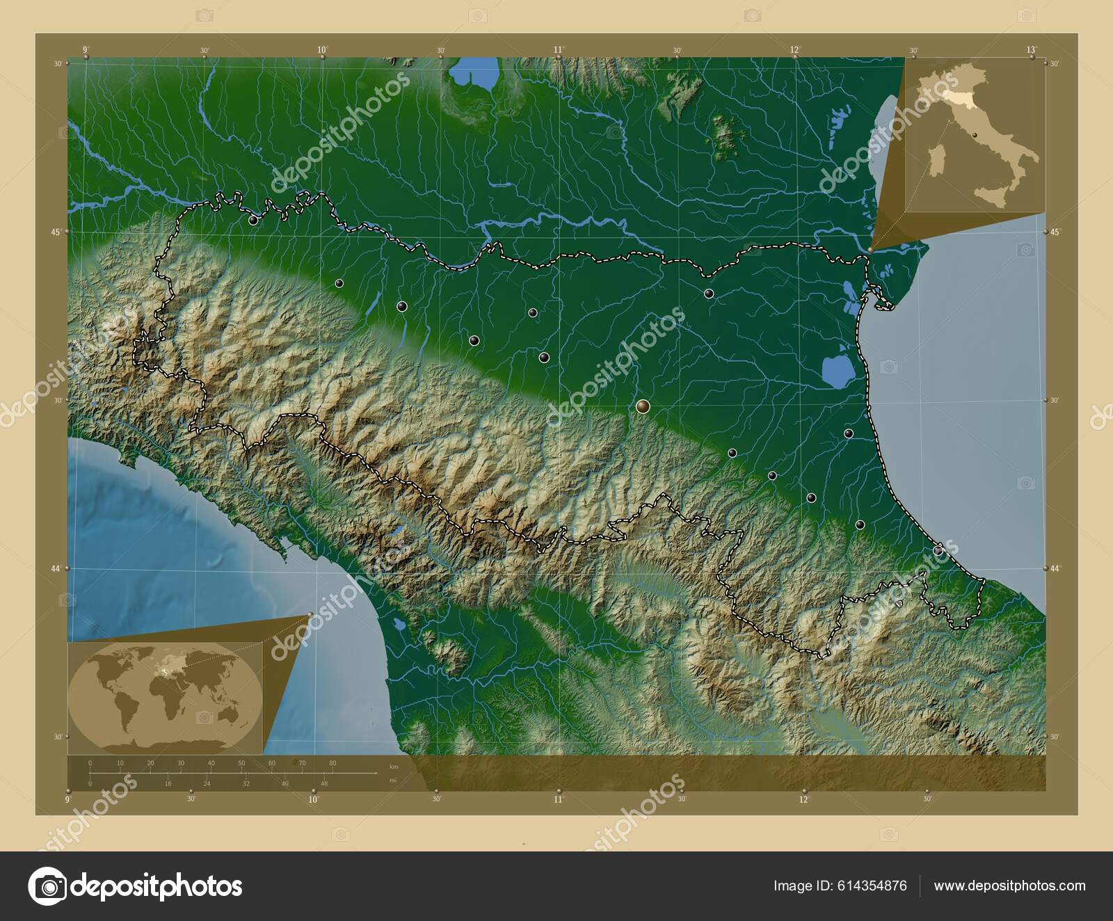 Physical Map Of Italy Rivers