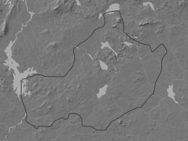 Westmeath, İrlanda Bölgesi. Gölleri ve nehirleri olan çift seviyeli yükseklik haritası