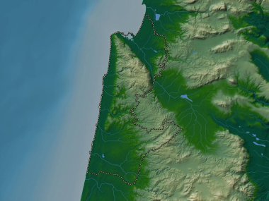 Hayfa, İsrail bölgesi. Gölleri ve nehirleri olan renkli yükseklik haritası