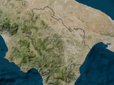 Basilicata, İtalya bölgesi. Düşük çözünürlüklü uydu haritası