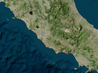Lazio, İtalya bölgesi. Yüksek çözünürlüklü uydu haritası