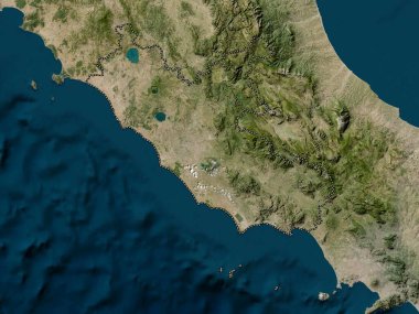 Lazio, İtalya bölgesi. Düşük çözünürlüklü uydu haritası