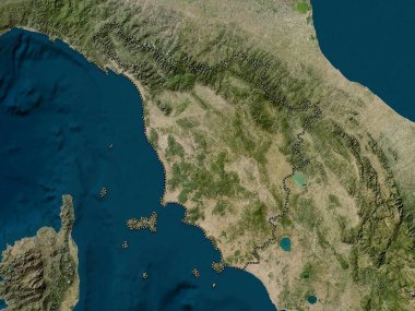 Toscana, İtalya bölgesi. Düşük çözünürlüklü uydu haritası