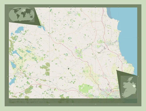 Meath Condado Irlanda Abrir Mapa Rua Mapa Localização Auxiliar Canto — Fotografia de Stock