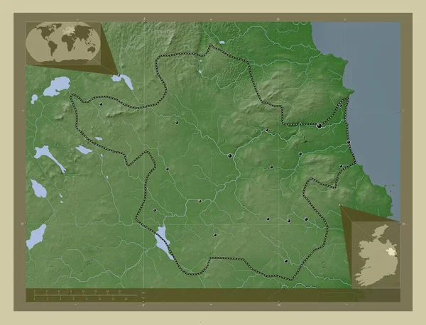 Meath Contea Irlanda Mappa Elevazione Colorata Stile Wiki Con Laghi — Foto Stock
