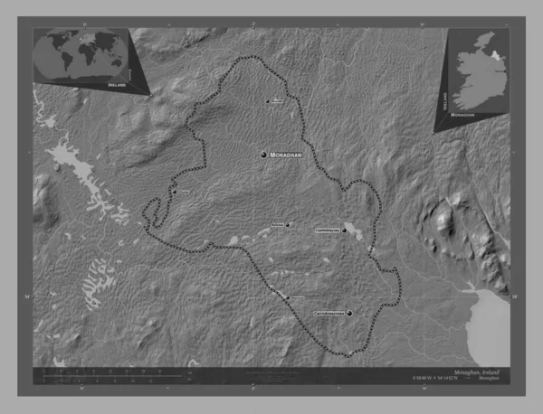 Монаган Графство Ірландія Білевелівська Карта Висот Озерами Річками Місця Розташування — стокове фото