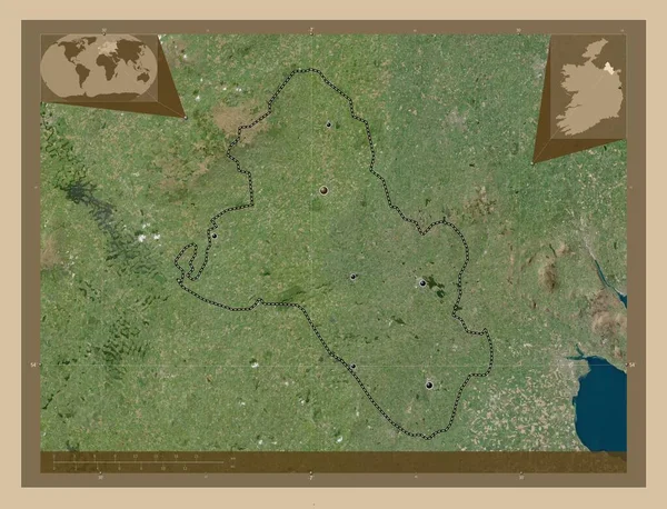 Monaghan Írország Megye Kis Felbontású Műholdas Térkép Régió Nagyvárosainak Elhelyezkedése — Stock Fotó