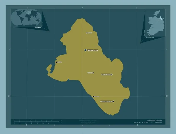 Monaghan Grevskapet Irland Fast Färgform Platser Och Namn Större Städer — Stockfoto