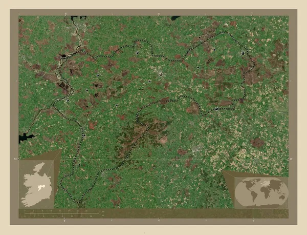 Offaly Graafschap Ierland Satellietkaart Met Hoge Resolutie Locaties Van Grote — Stockfoto