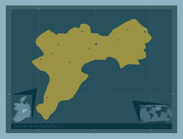 Offaly Condado Irlanda Forma Color Sólido Ubicaciones Las Principales Ciudades —  Fotos de Stock