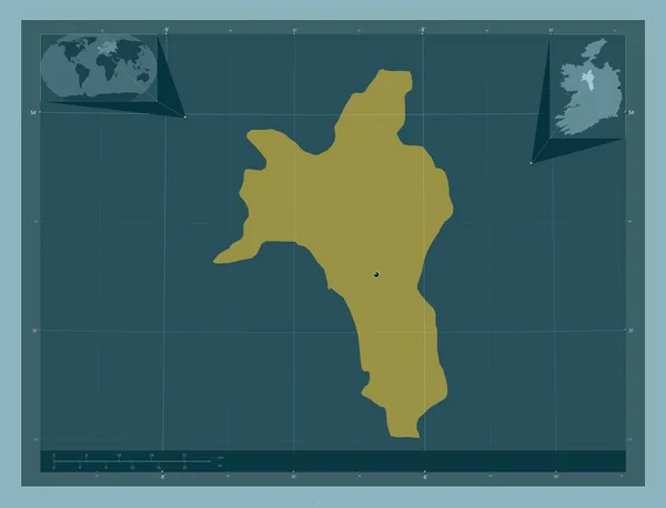 Roscommon Condado Irlanda Forma Color Sólido Mapas Ubicación Auxiliares Esquina —  Fotos de Stock