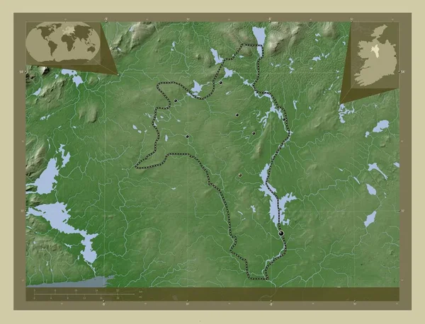 Roscommon Hrabství Irsko Zdvihová Mapa Zbarvená Stylu Wiki Jezery Řekami — Stock fotografie