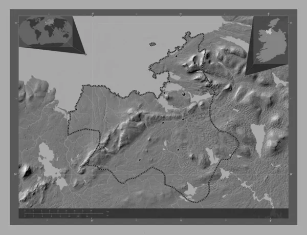 Sligo County Ireland Bilevel Elevation Map Lakes Rivers Locations Major — Stock Photo, Image