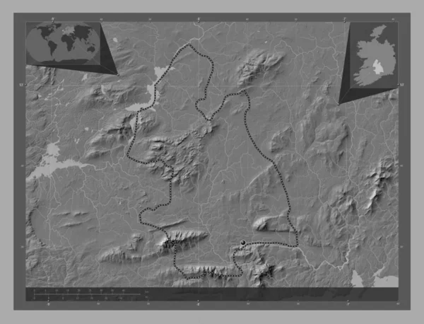 Tipperary Hrabstwo Irlandia Dwupoziomowa Mapa Jeziorami Rzekami Pomocnicze Mapy Położenia — Zdjęcie stockowe