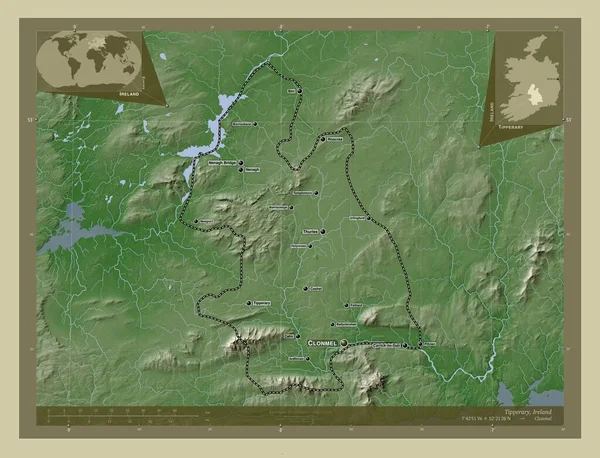 Типперэри Графство Ирландия Карта Высоты Окрашенная Вики Стиле Озерами Реками — стоковое фото