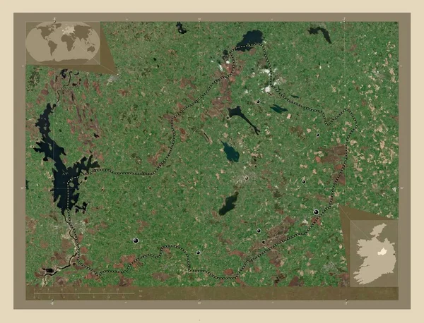 Westmeath Condado Irlanda Mapa Satelital Alta Resolución Ubicaciones Las Principales — Foto de Stock