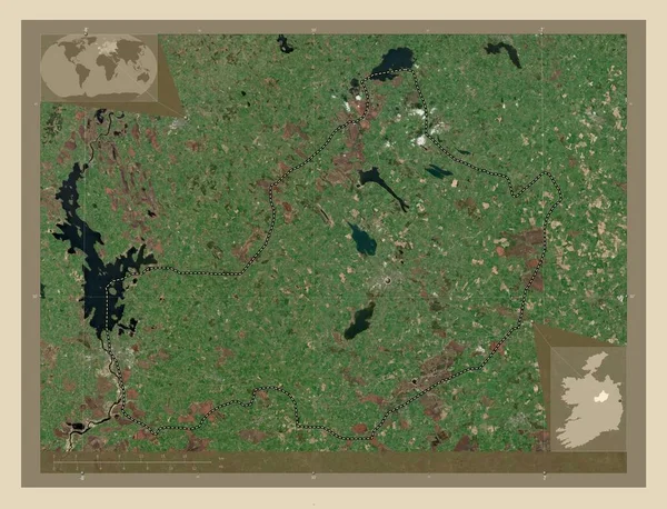 Westmeath Hrabstwo Irlandii Mapa Satelity Wysokiej Rozdzielczości Pomocnicze Mapy Położenia — Zdjęcie stockowe