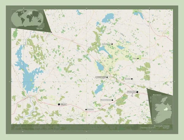 Westmeath Graafschap Ierland Open Plattegrond Locaties Namen Van Grote Steden — Stockfoto