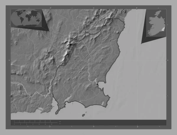 Wexford Hrabství Irsko Mapa Nadmořské Výšky Jezery Řekami Pomocné Mapy — Stock fotografie