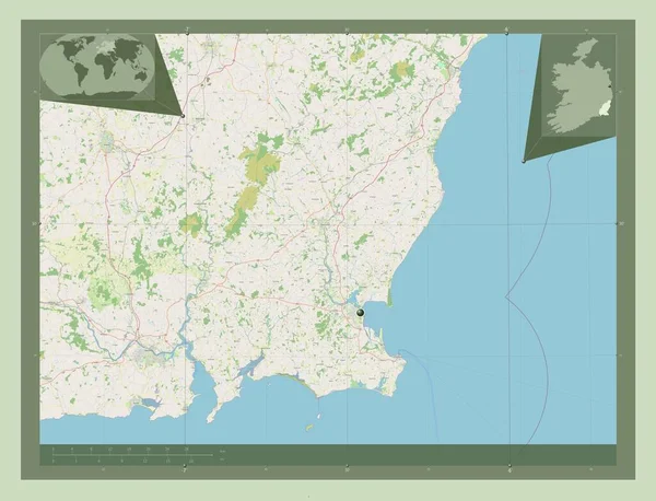 Wexford Κομητεία Της Ιρλανδίας Χάρτης Του Δρόμου Γωνιακοί Χάρτες Βοηθητικής — Φωτογραφία Αρχείου
