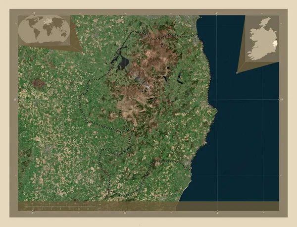 Wicklow Hrabstwo Irlandia Mapa Satelity Wysokiej Rozdzielczości Pomocnicze Mapy Położenia — Zdjęcie stockowe