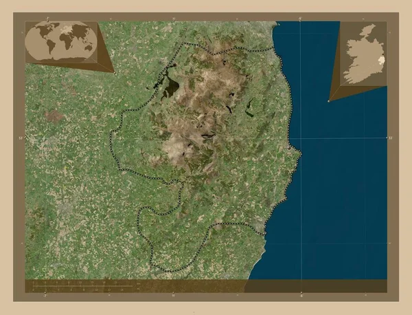 アイルランドのウィックロー郡 低解像度衛星地図 コーナー補助位置図 — ストック写真