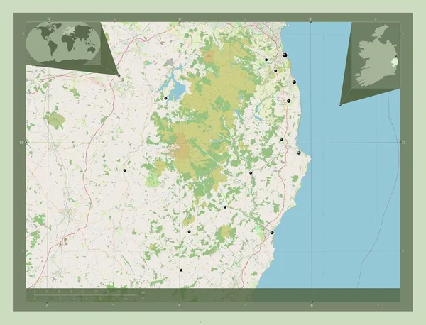 Wicklow County Ireland Open Street Map Locations Major Cities Region — Stock Photo, Image