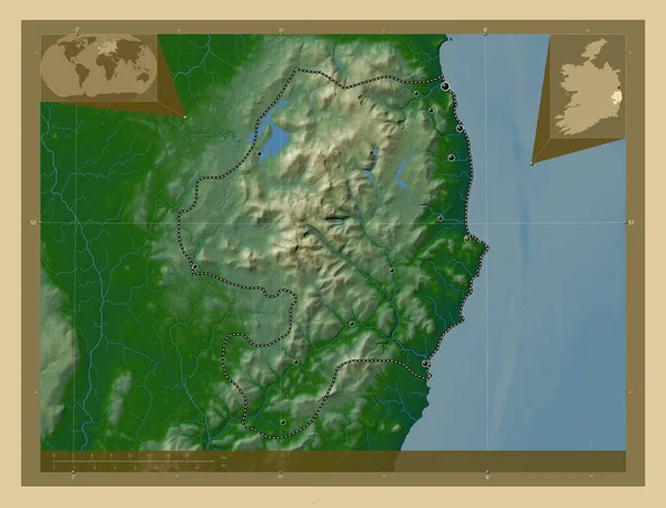 Віклоу Графство Ірландія Кольорові Карти Висот Озерами Річками Розташування Великих — стокове фото
