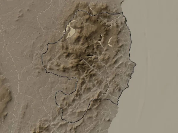 Wicklow County Ireland Elevation Map Colored Sepia Tones Lakes Rivers — Stock Photo, Image