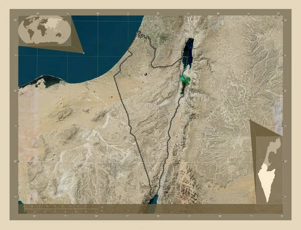 イスラエルのハダロム地区 高解像度衛星地図 コーナー補助位置図 — ストック写真