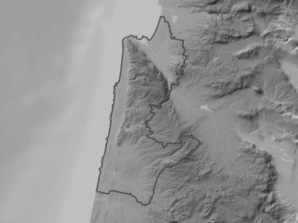 Haïfa District Israël Carte Altitude Niveaux Gris Avec Lacs Rivières — Photo
