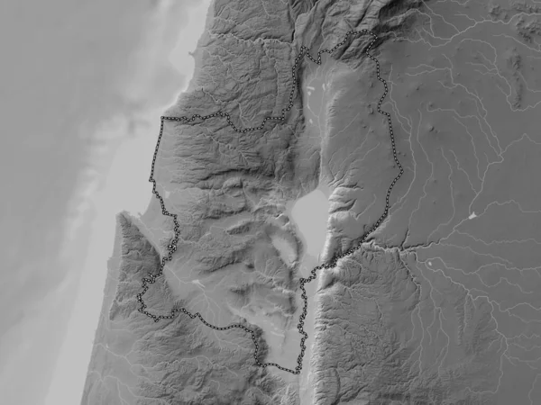 Хазафон Район Израиля Карта Высот Оттенках Серого Озерами Реками — стоковое фото