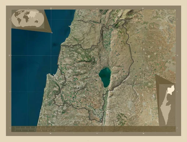 イスラエルのハザフォン地区 高解像度衛星地図 コーナー補助位置図 — ストック写真