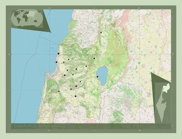 Hazafon Distrito Israel Abrir Mapa Rua Locais Das Principais Cidades — Fotografia de Stock