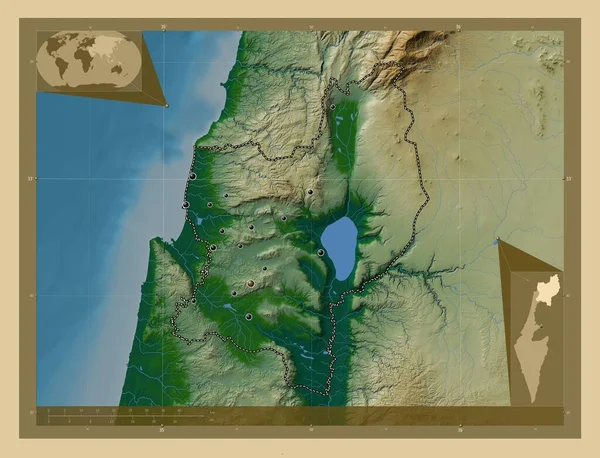 Hazafon Bezirk Von Israel Farbige Übersichtskarte Mit Seen Und Flüssen — Stockfoto