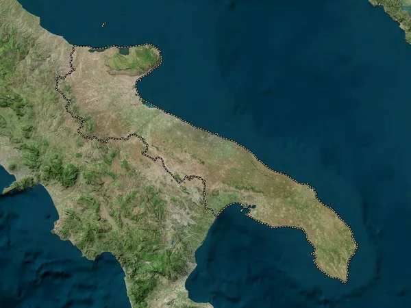 Apulia, İtalya bölgesi. Yüksek çözünürlüklü uydu haritası