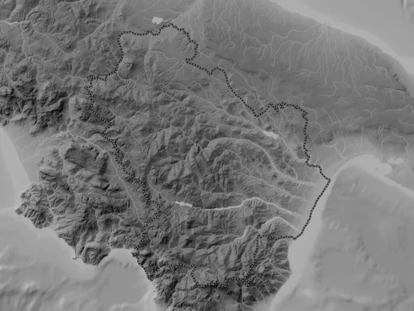 Basilicata Regione Italia Mappa Elevazione Scala Grigi Con Laghi Fiumi — Foto Stock