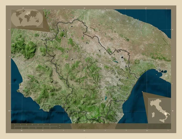 Basilicata Regio Van Italië Satellietkaart Met Hoge Resolutie Locaties Van — Stockfoto