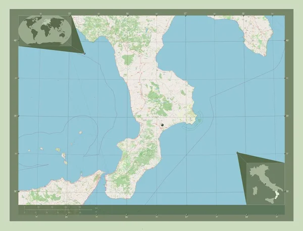 Calabrië Regio Van Italië Open Plattegrond Hulplocatiekaarten Hoek — Stockfoto