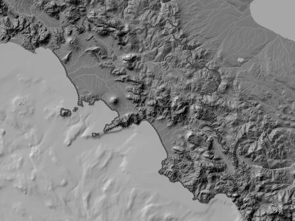 Campania Región Italia Mapa Elevación Bilevel Con Lagos Ríos — Foto de Stock