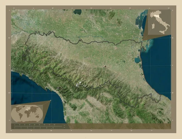 Emilia Romagna Regione Italia Mappa Satellitare Alta Risoluzione Mappa Della — Foto Stock